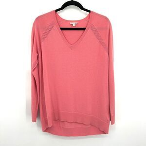 GAP Pink Extra Fine Merino Wool Blend V-Neck Soft Sweater Size Medium